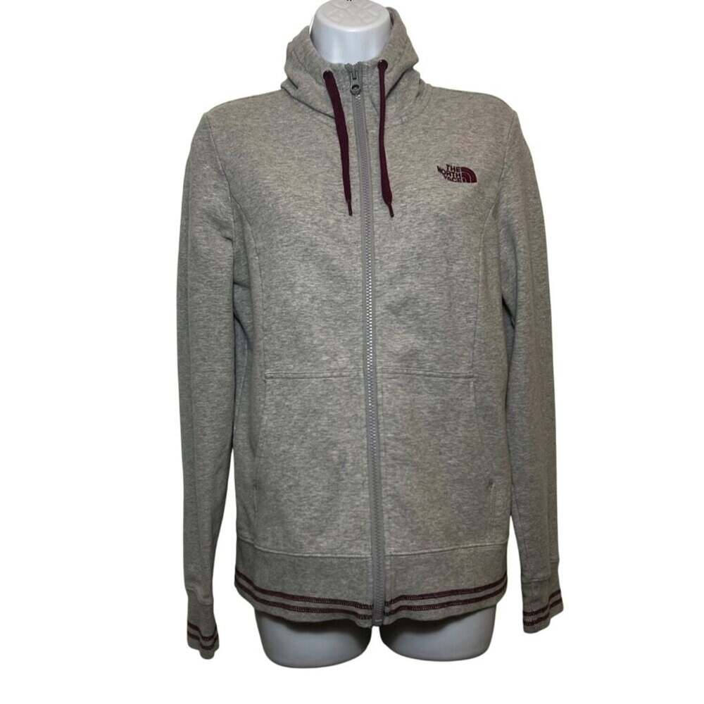 The North Face Gray and Purple Zip Up Hooded Jacket, Women's Medium